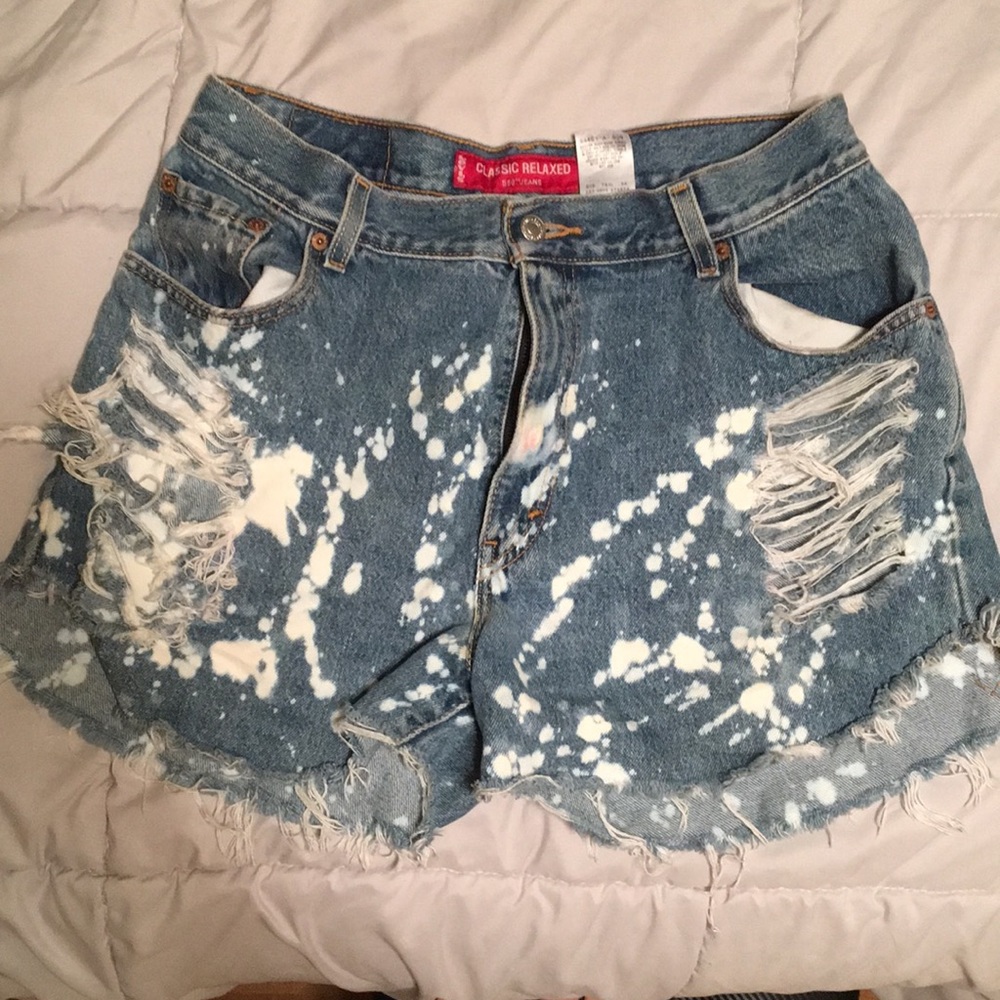 Levi cutoffs treated with bleach